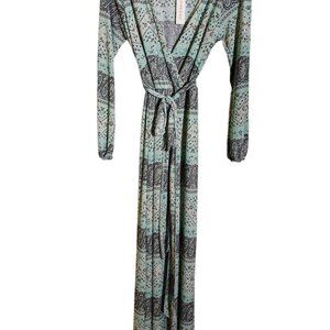 Espresso Dress, Size Large, Turquoise/Black/White